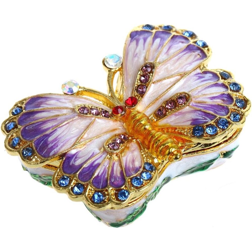 Butterfly Trinket Box Hinged Small Jewelry Bejeweled Trinket Boxes Figurine Coll